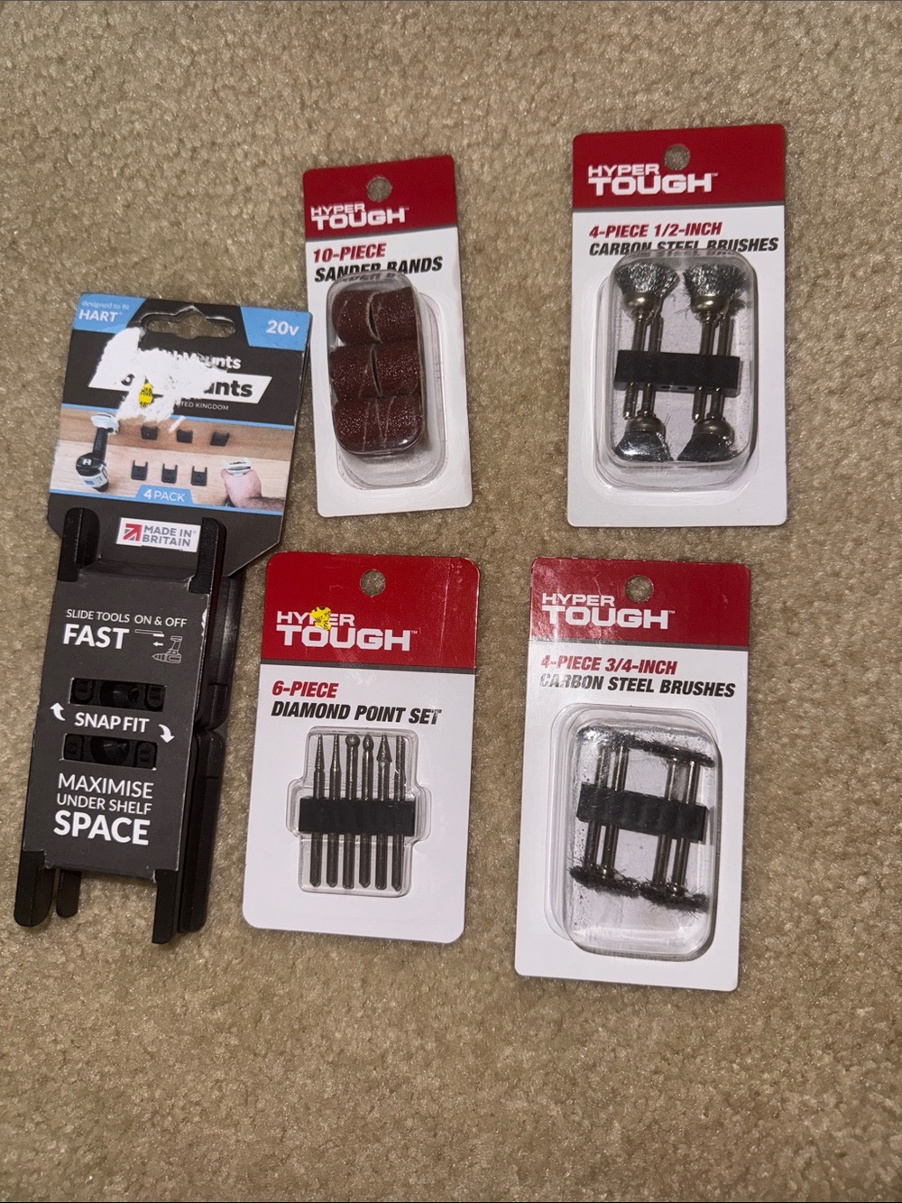 Hyper Tough 5pc Assorted Tool Accessory Kit - Red, White, Black Packaging